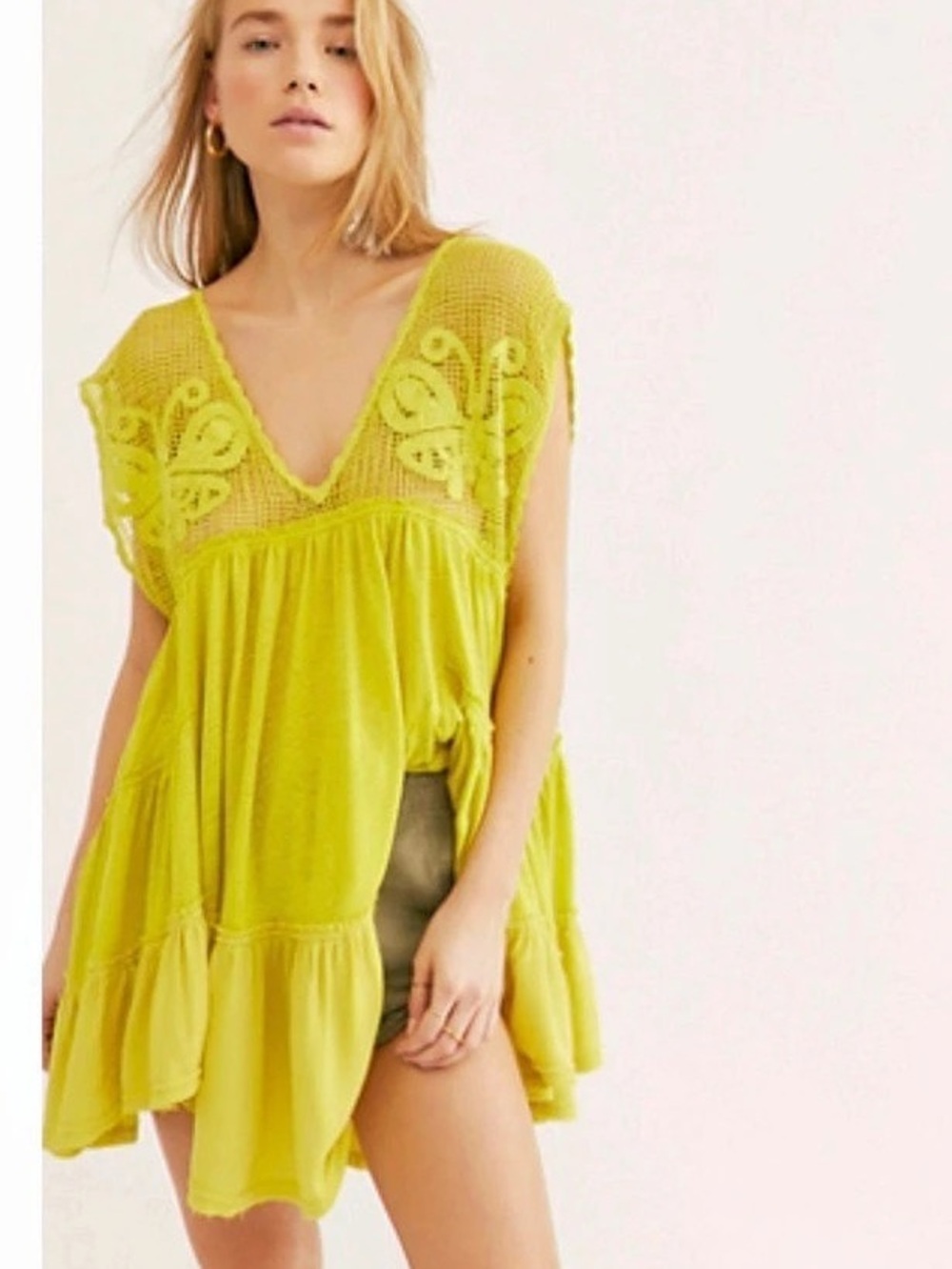 Free People Mariposa Crochet Cover-Up/ Babydoll dress XL